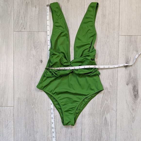 ASOS Swim Green Plunge Neckline Bathing Suit 4 - Picture 3 of 10